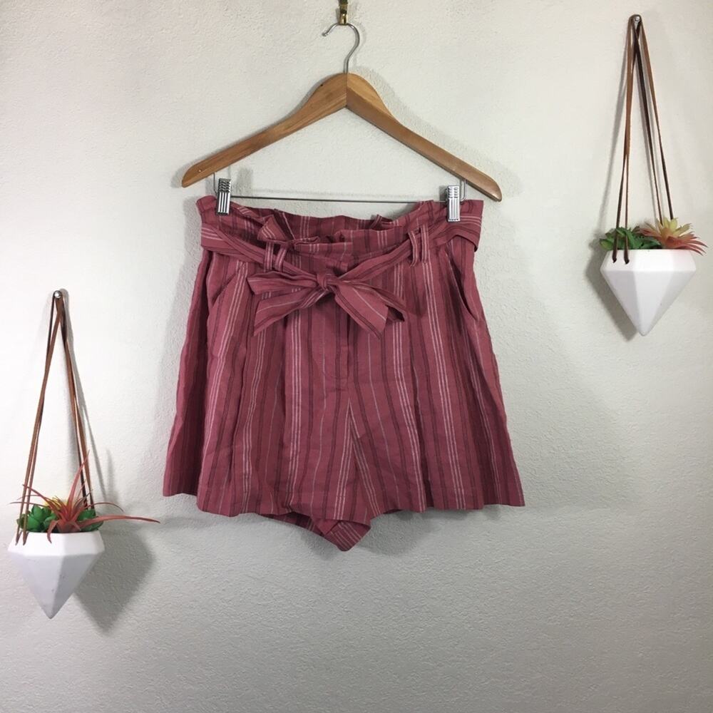 Rebecca Taylor Stripe linen high rise shorts 8